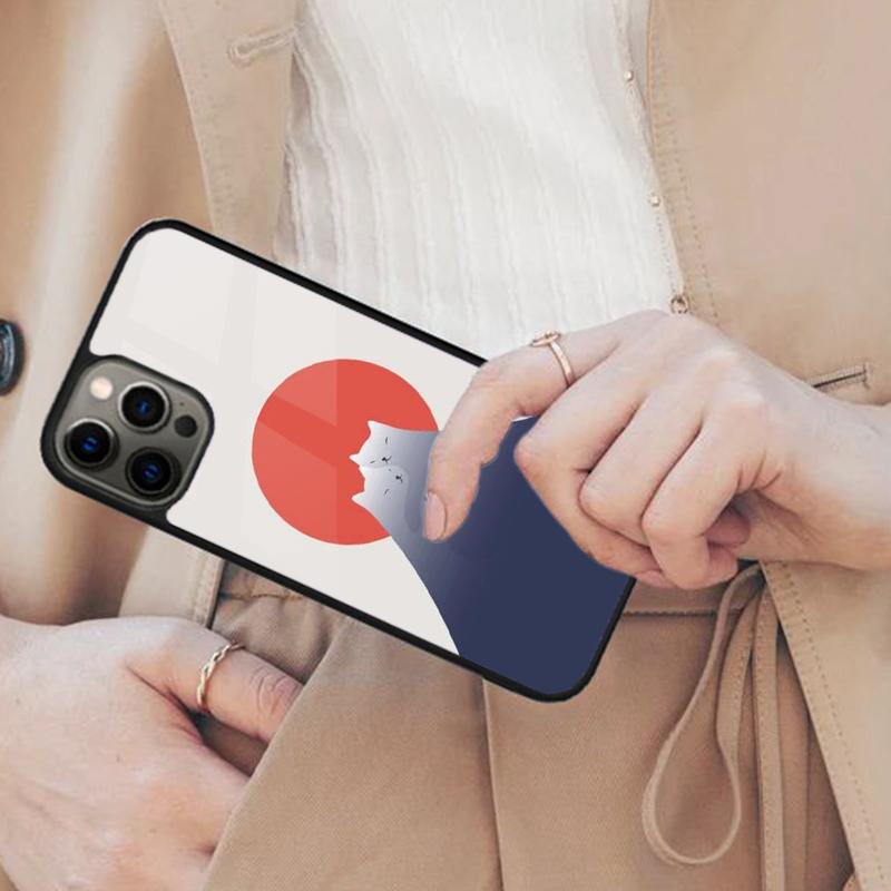 Abstract Cat Mount Fuji Japan Landscape Magnetic Phone Case For iPhone 17 Air 16 14 13 12 Pro Max 15 Plus Wireless MagSafe Cover