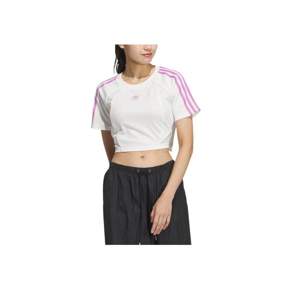 adidas Originals Women's Short-Sleeve Crop Top White/Purple JD3286
