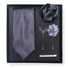 Tie Men'S Trend Net Color Striped Cashew Nut Tie 6-Piece Gift Box Square Scarf Tie Clip Corsage Set