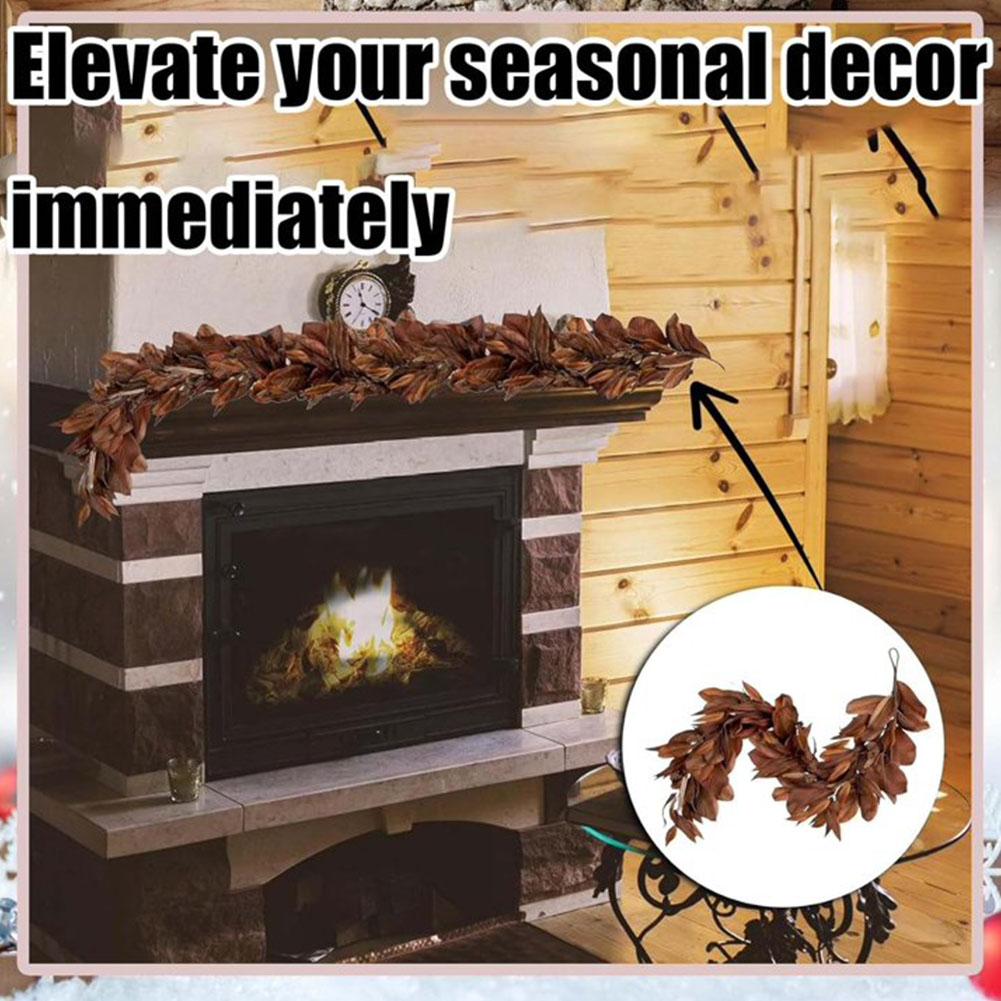 New Brown Magnolia Leaf Garland, Artificial Magnolia Leaf Garland Realistic, Autumn Magnolias Leaf Artificial Garlands