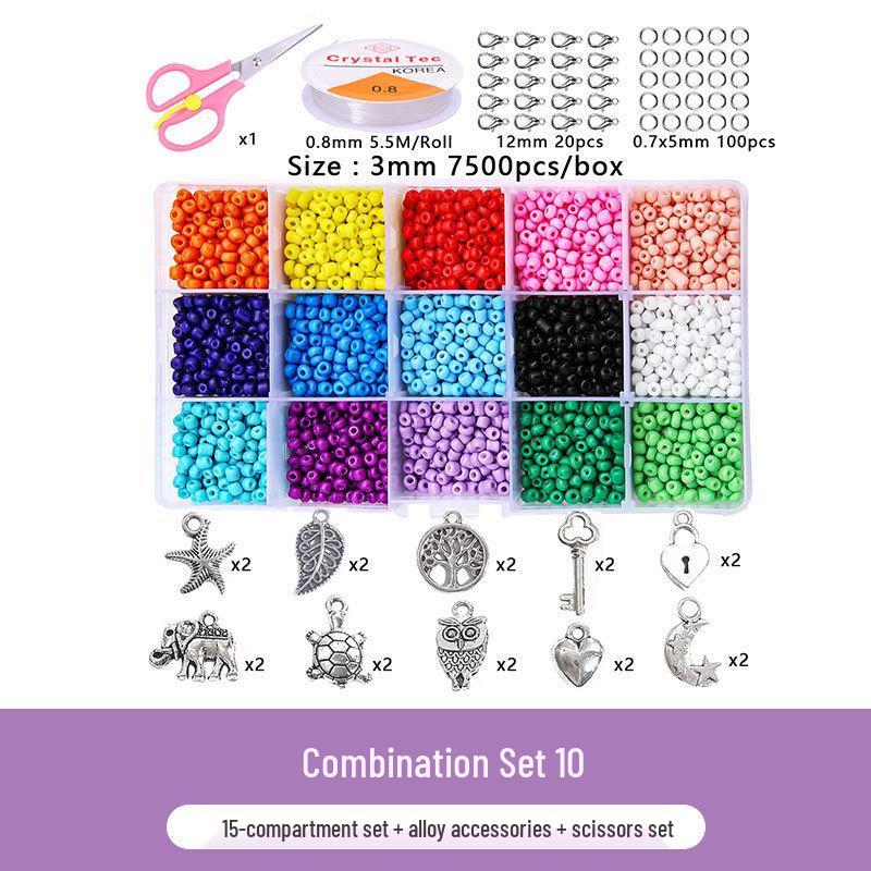Kit DIY Collier et Bracelet Perles de Rocaille en Verre 24 Couleurs avec Fermoir Mousqueton