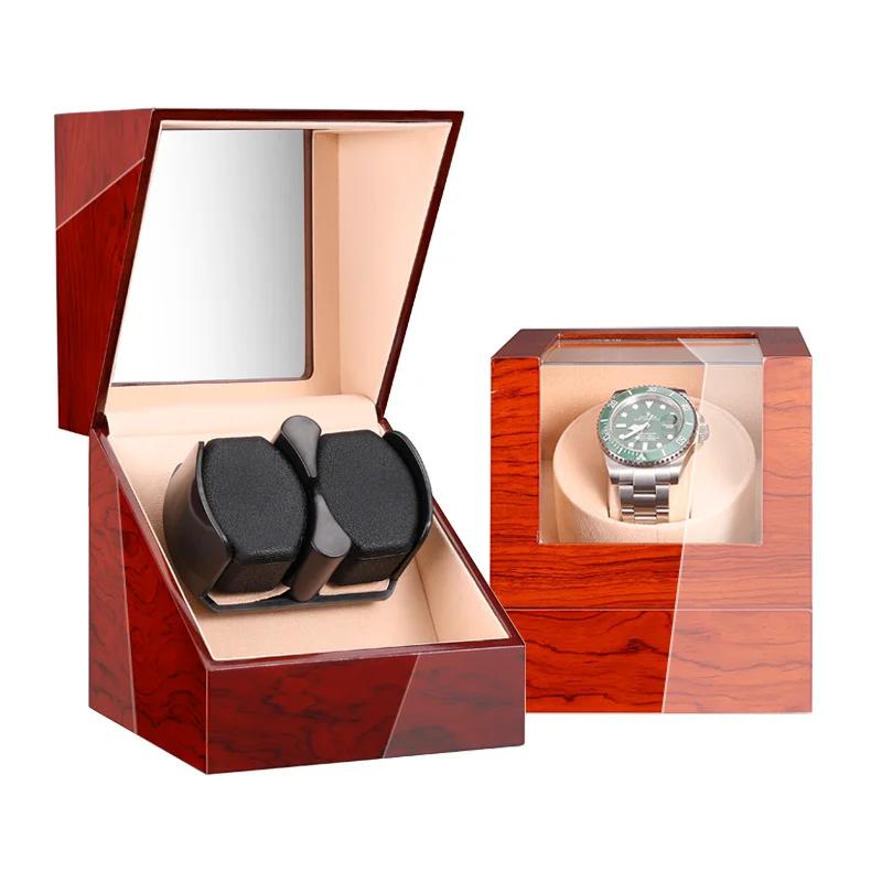 Embers Luxry Single Watch Winder Battery Wooden Shaker Watch Box Automatic Winder Glass Storage Case Mabuchi Motro