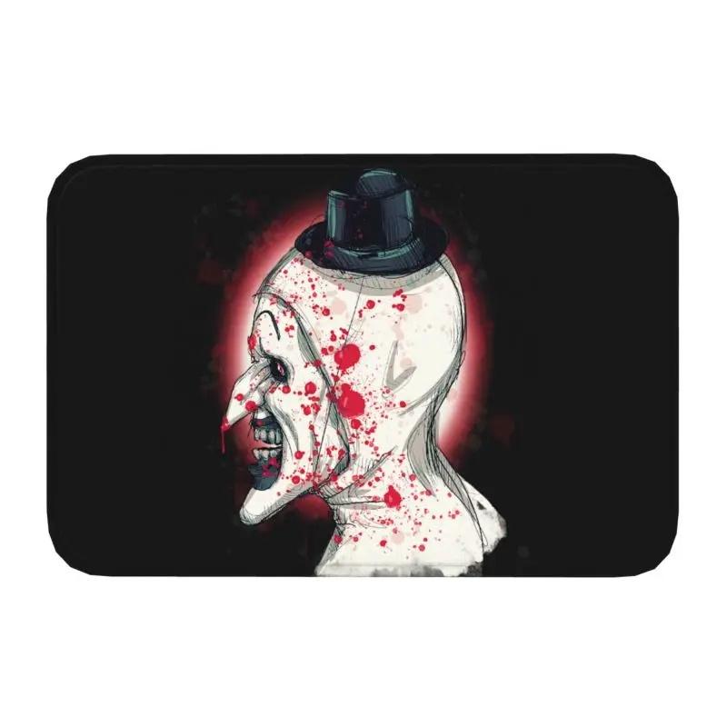 Horror Halloween Movie Terrifier Clown Front Door Mat Anti-Slip Indoor Absorbent Doormat Kitchen Balcony Entrance Rug Carpet