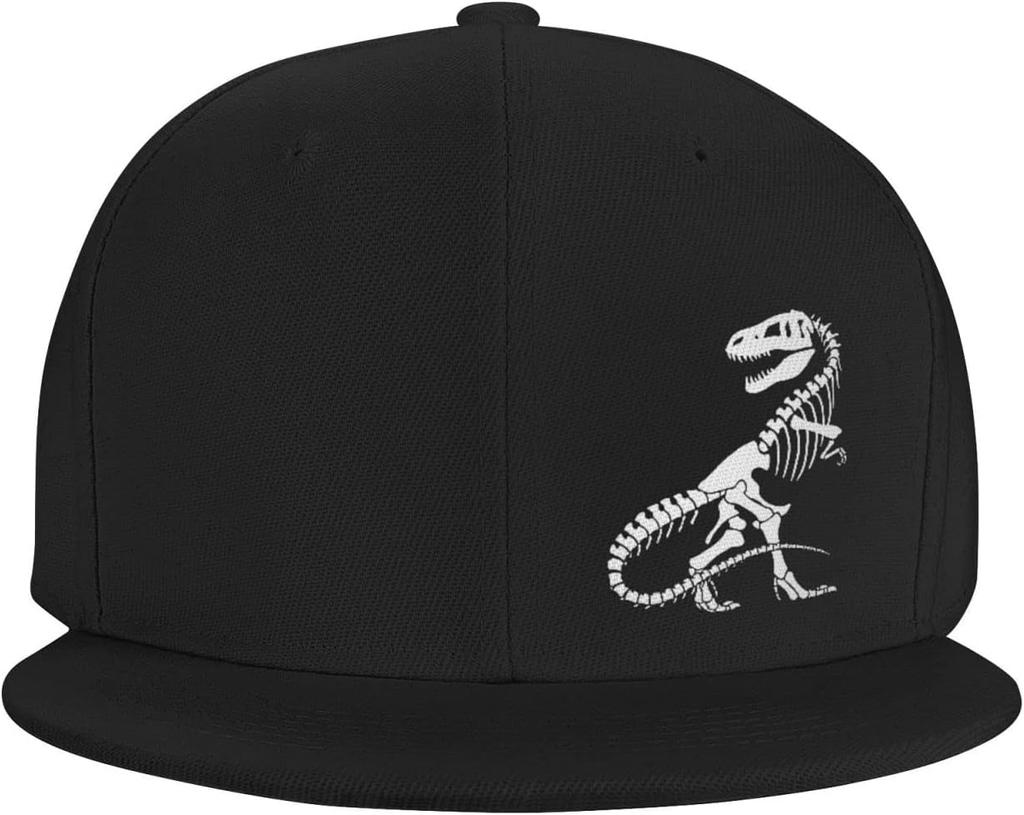 Dinosaurierskelett T Rex Grafikdruck Snapback-Hut Verstellbar Flacher Schirm Baseballkappe Outdoor für Erwachsene
