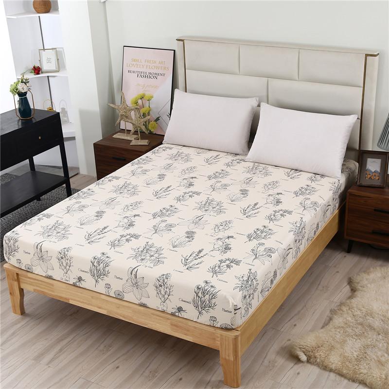 1Pc Pure Cotton New Product Printing Fitted Sheet Mattress Cover Four Corners With Elastic Band Bed Sheet Customizable