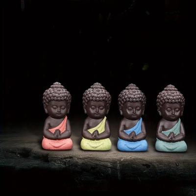 Ceramiczna herbata ozdoby dla zwierząt domowych posąg buddy oświecony Mini figurki mnicha drobny piasek mali mnisi herbata wyposażenie zwierząt domowych