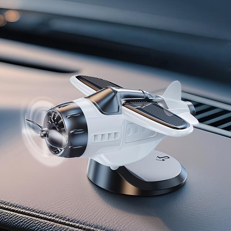 Solar-Powered Car Airplane Ornament, Creative 360-Degree Rotating Car Decoration, Dashboard Light-Sensing Fan Accessory