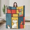 Warme Decke Mädchen Jungen Reise Retro Vintage Kunst Niedliche Katzen Bettwäsche Überwürfe Für Sofa Bett Neuheit Schlafsofa Abdeckung