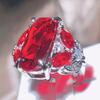 Fashion Female Jewelry Ring Have 925 Stamp AAA Big Red CZ Stone Wedding Engagement Rings for Women Party Jewelry Gift
