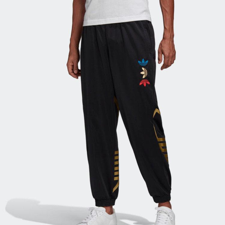 Adidas Originals Trefoil Gráfico Metálico Punho Calças de Treino de Tricô Respirável Masculino Parte Inferior Preto FS7325