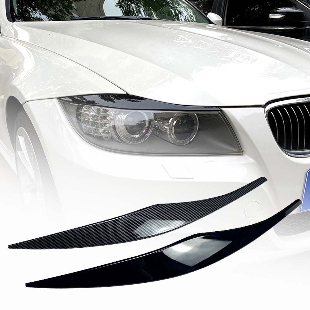 ABS Headlight Eyebrows Gloss Black Headlamp Hood Stickers for BMW 3 Series E90 E91 2005-2012