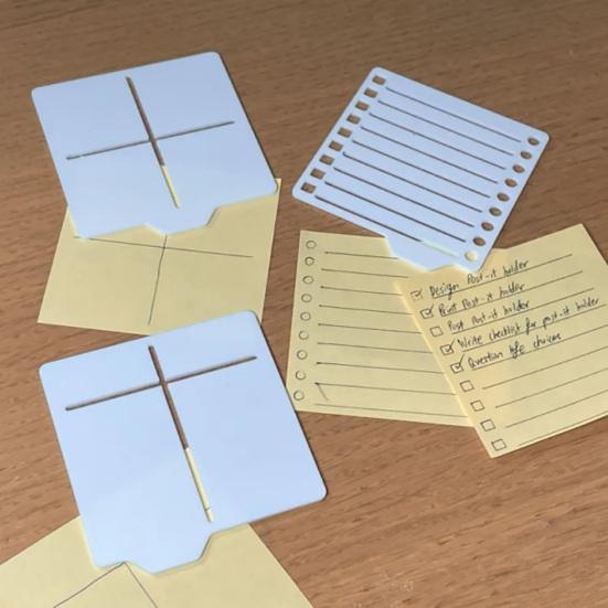 Yousheng Sticky Note Holder with Stencil 3x3 Memo Pad Dispenser with Line Drawing Templates Reusable Note Organizer for To-Do Lists Home Office