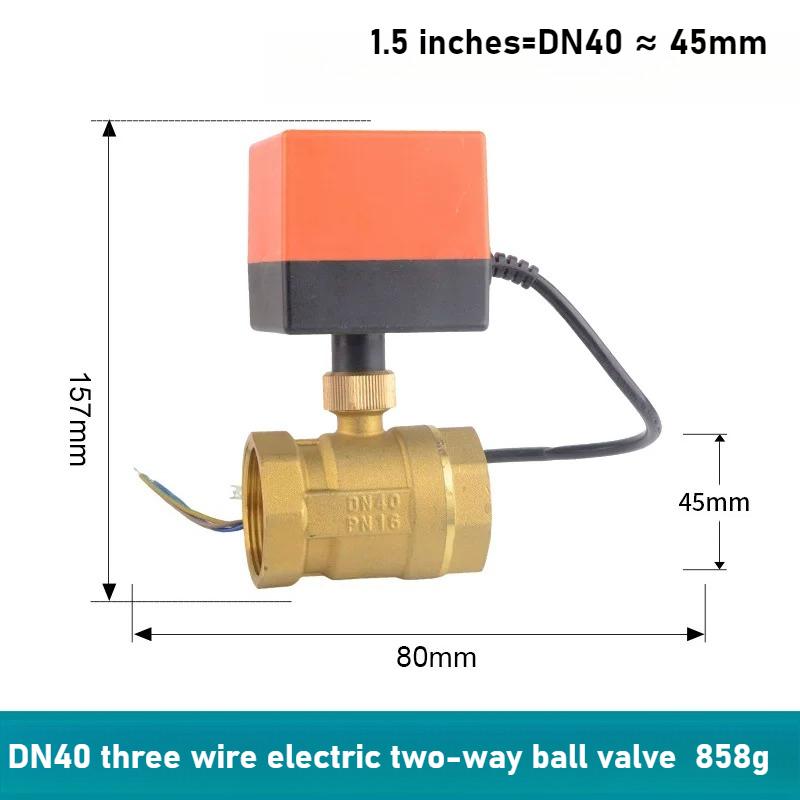 Electric Copper Two-way Ball Valve DN15 20 25 32 40 50 Three Wire Two-point Control 220V 12V 24V Electric Ball Valve