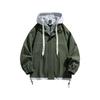 Mens Fake Two Pieces Windbreaker Spring And Fall Color Block Coat Lightweight Jacket With Hood