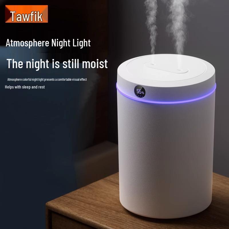 Umidificator 5L cu Pulverizare Duală cu USB, Funcționare Silențioasă, Lumină de Noapte și Afișaj Digital pentru Casă, Dormitor și Birou