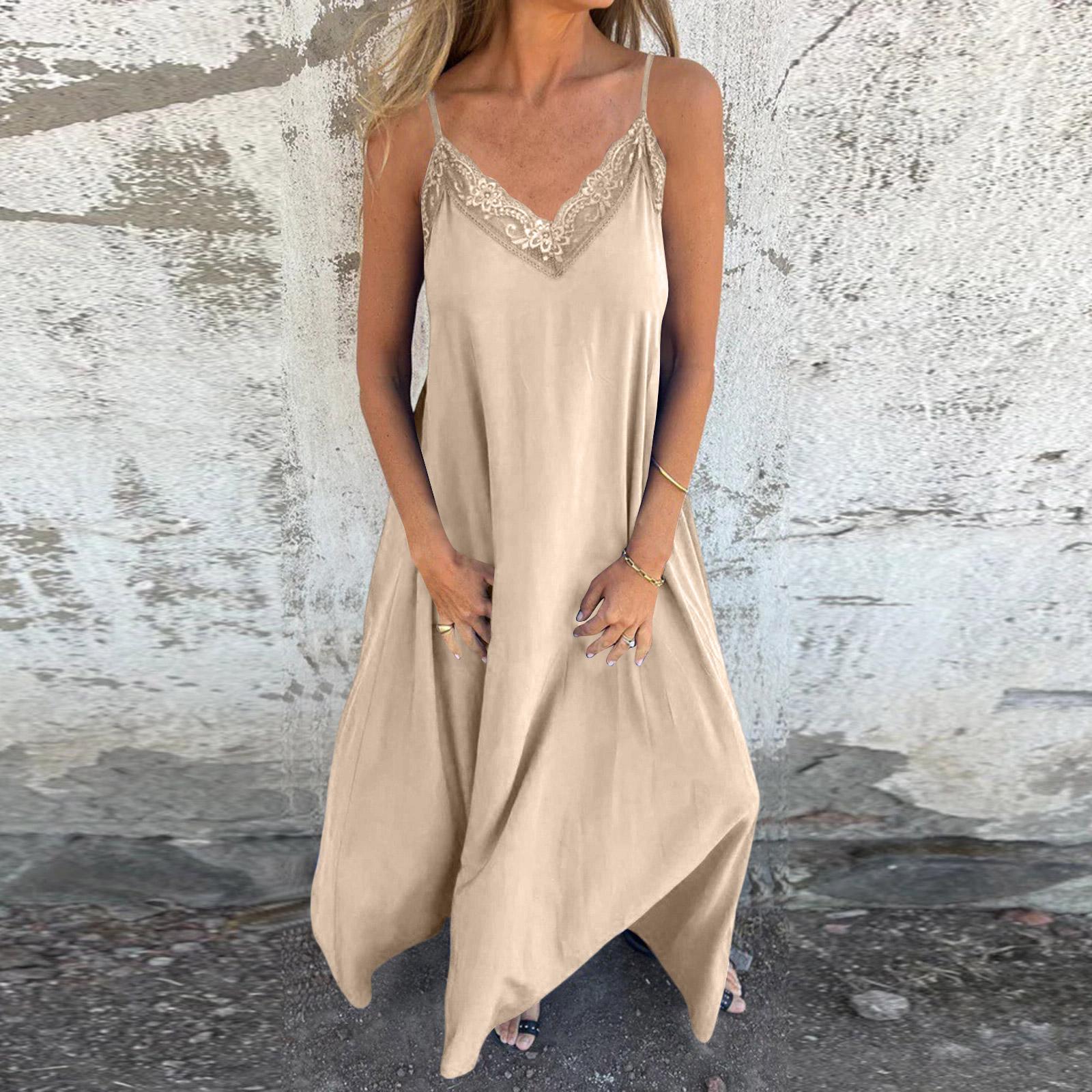 

Women s Fashion Color V-neck Sleeveless Dress XL світло-рожевий колір