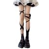 Black Over-the-Knee Lace Socks with Tie-Up Straps
