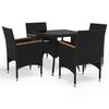 VidaXL Acacia 5 Pcs Garden Dining Set Garden Lounge Outdoor Dining Furniture Backyard Black 3058324