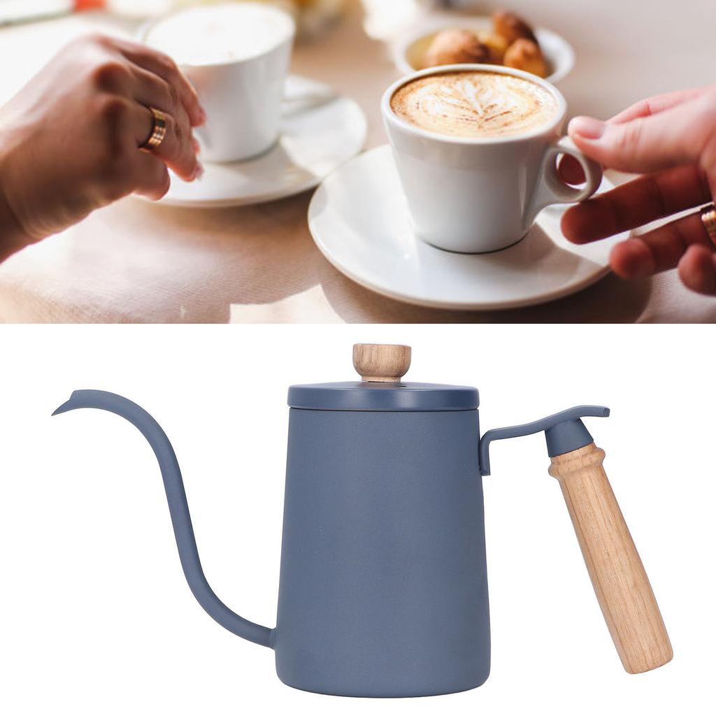 Coffee Pour Over Kettle 600ml Gooseneck Vent Hole Wooden Handle Food Grade Stainless Steel Ergonomic Gooseneck Kettle