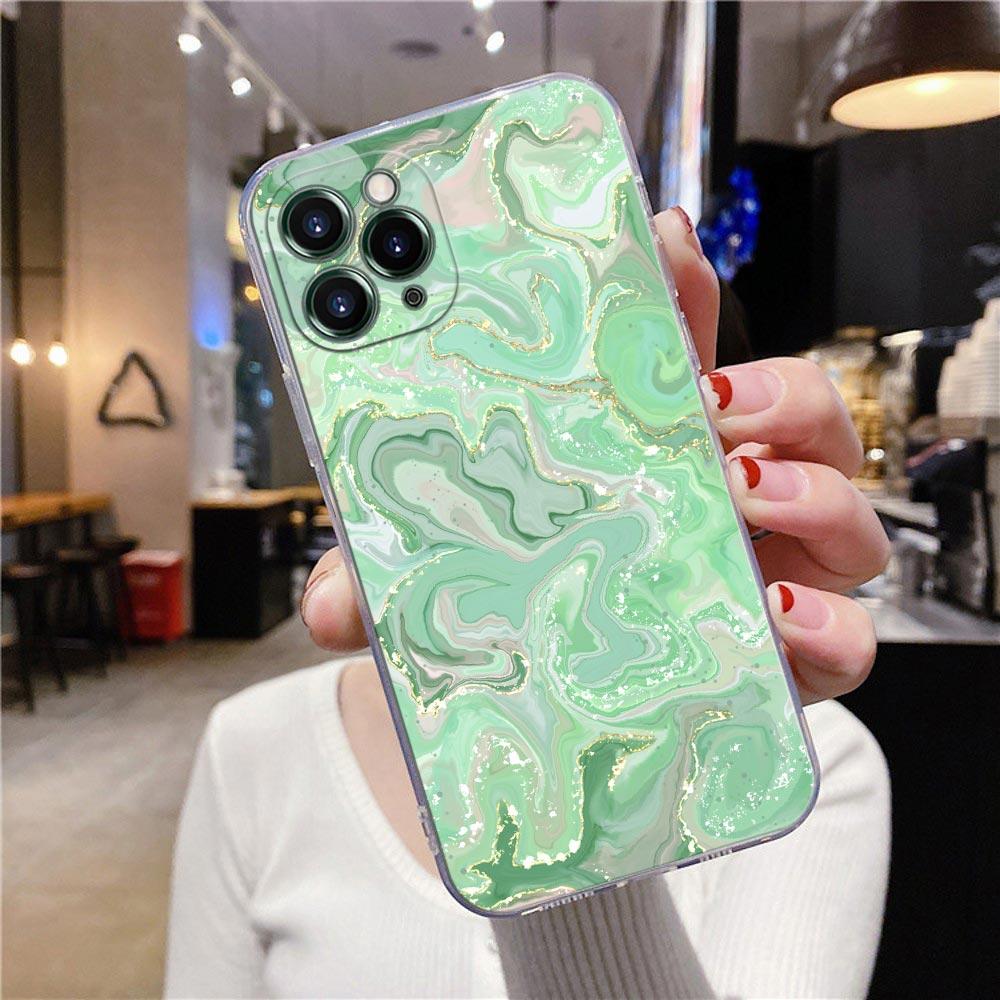 Flowing Color Marble Pattern Clear Case For iPhone 16 15 14 13 12 11 Pro Max Mini Xs XR X 7 8 Plus Cover For Iphone 16 Pro Case