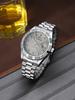 Men's Quartz Watch with Diamond-Encrusted Dial and Stainless Steel Strap Simple Business Style Perfect Gift for Any Occasion