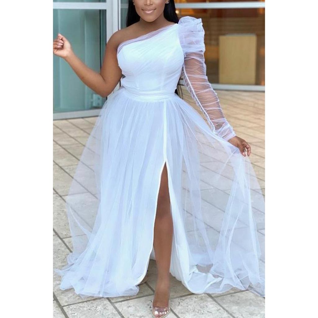 Spring Summer New Women's Plus Size Loose Flare Mesh Dress, Casual Commute European American Style Dress