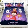 3Pcs Halloween Bedding Set Halloween Decoration Fitted Sheet Cartoon Pumpkin Pattern Bedroom Decor For Kids Halloween Gifts
