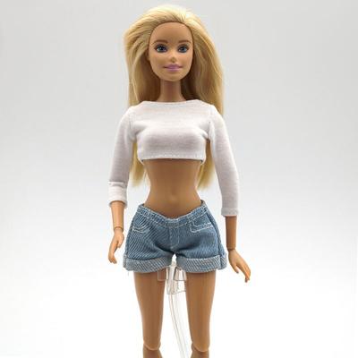 Seks Beyaz Uzun Kollu Gömlek Kısa Üstleri Barbie oyuncak bebek giysileri Moda Kıyafetler Bebek Aksesuarları Barbie Dollhouse Çocuk Oyuncak