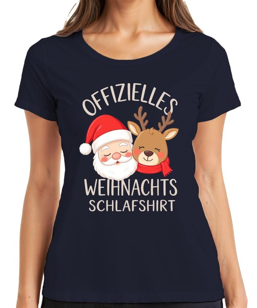 Christmas Sleep Shirt Santa Claus Reindeer Funny Ladies TShirt S