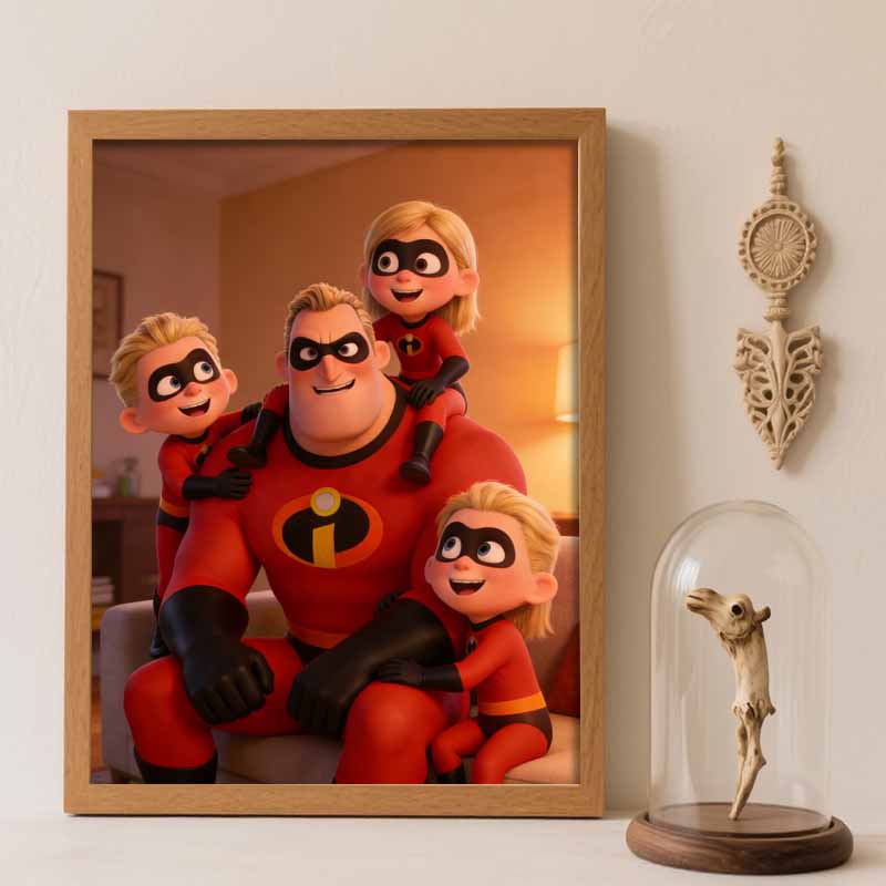 Disney 5d diamond painting full of diamonds diy diamond embroidery decorative painting ornaments living room, The Incredibles family Round 20x30cm