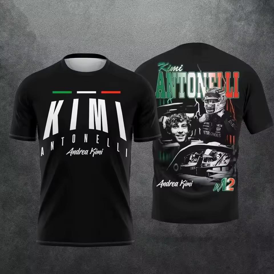 Pretekárske grafické tričko Kimi Antonelli #12 Tím Úplne nové Sezóna 2026 Tričko Letné Muži Ženy Bavlnené tričko Street Wear Y2K S gray