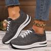 Women's Canvas Shoes Fashion Lace-Up Flat Sneakers Solid Color Casual Ladies Vulcanized Shoes