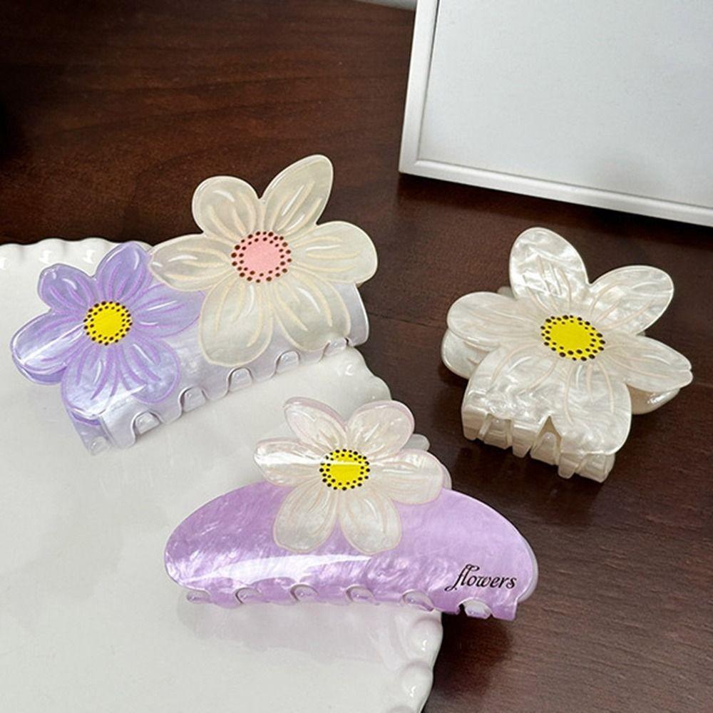 Plastic Flower Hair Clip Acrylic Large Hair Claw Creative Grab Clip  Travel