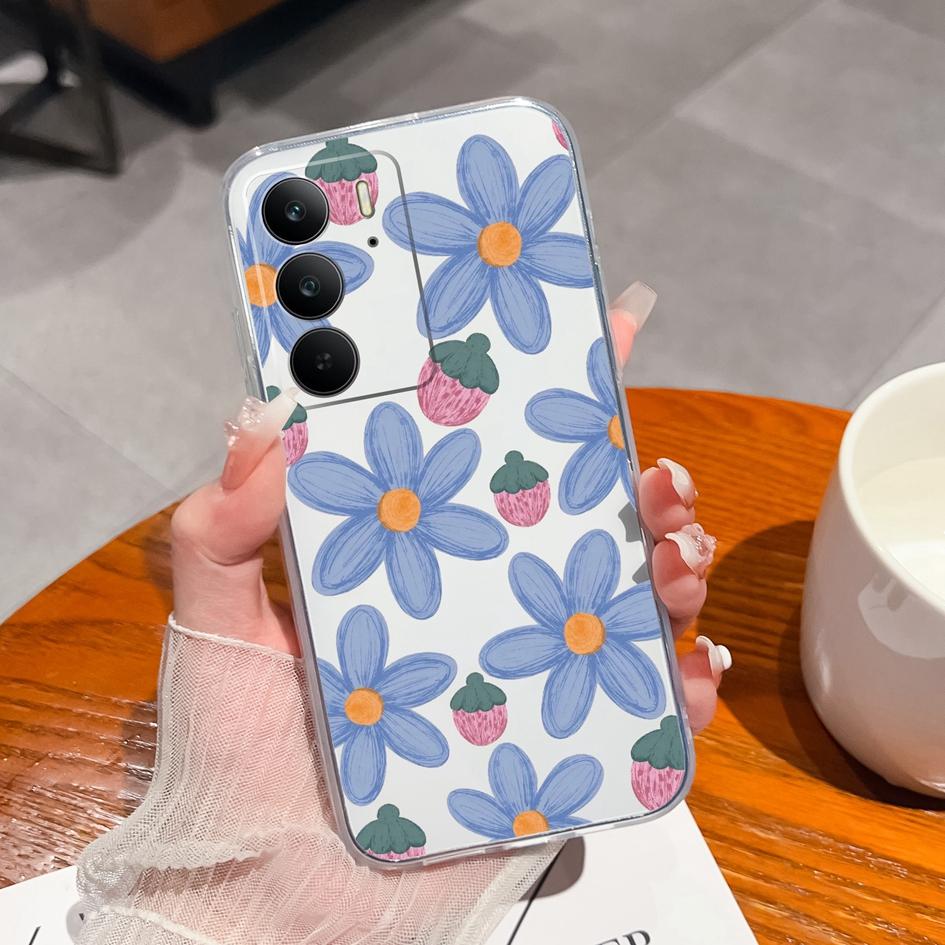 

Для OPPO P1 Speed Realme C75 13+ Neo7 Find X8 Pro Reno 13 Pro 13F чехол для телефона Красивые цветы Прозрачный TPU силиконовый противоударный чехол для Oppo Capa Oppo Reno13 F 5G