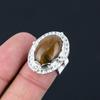 925 Sterling Silver Natural Plume Agate Statement Daughter Ring Jewelry US 7.5