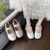 French Beautiful Spring and Autumn Mary Jane Shoes, One Shoe and Two Women's 2025 New College Style One-word Buckle Pearl Shoes