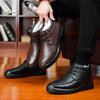 Winter First Layer Cowhide Wool Men's Cotton Shoes Genuine Leather Velvet Warm Dad Men's Shoes High-top Casual Men's Leather Shoes