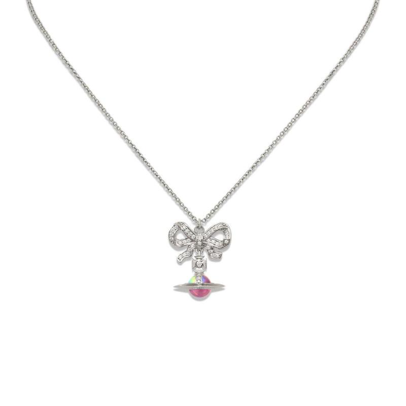 VIVIENNE WESTWOOD Three-dimensional Sphere Design Recycled Silver Necklace Women's Silver/pink 6302039G-01P700