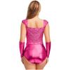 Womens Glitter Bodysuit Sequin Metallic Shiny Removable Sleeves Patchwork Slim Fit Leotard Clubwear Halloween Costume