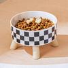 Pet Cat and Dog Plastic Bowl with Polka Dot Checkerboard Pattern, Non-slip and Easy To Clean 2026