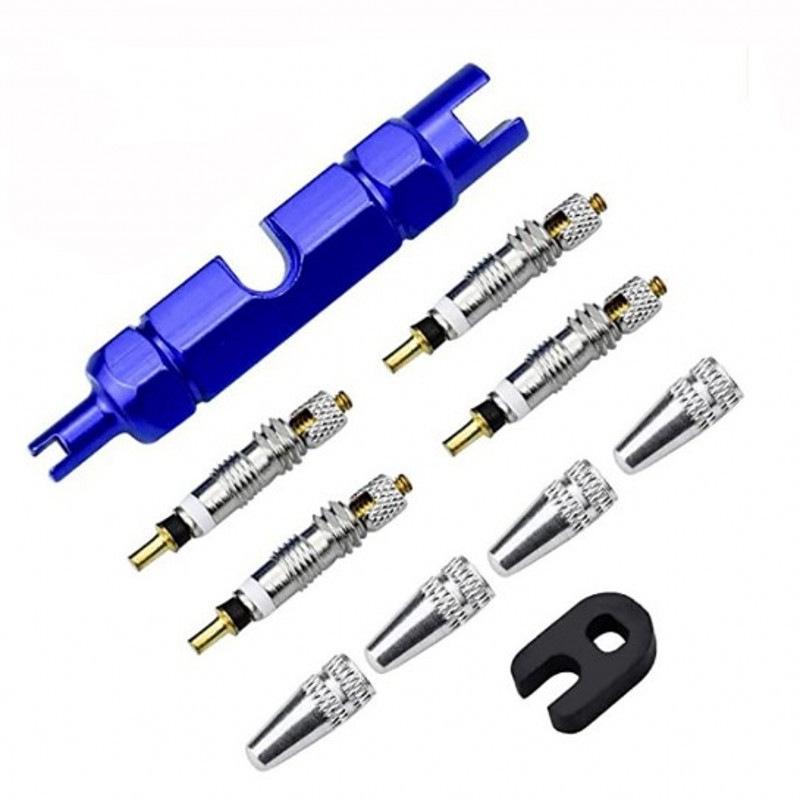 Bike Valve Core Set & Wrench Converter for Mountain and Road Repairs