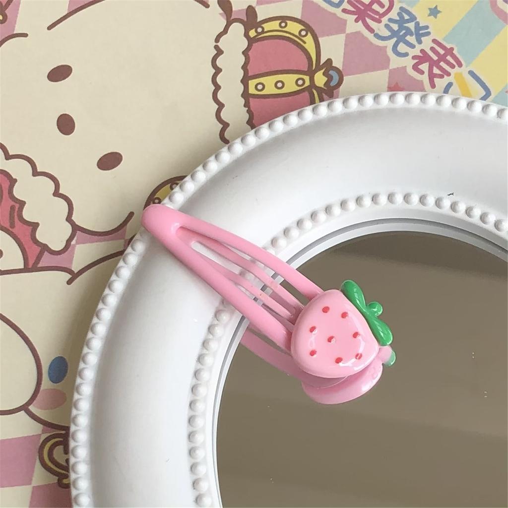 Cute Strawberry Snap Hair Clip Lovely Hairpins Combination Hairpins for All Hair Headpieces Pink Y2K Girls