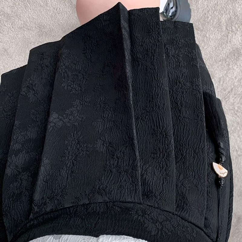 Spring And Summer National Wind New Plus Size Skirt Chinese Pleated Skirt With Elastic Waist High Waist Jacquard Fashion Slim Skirt