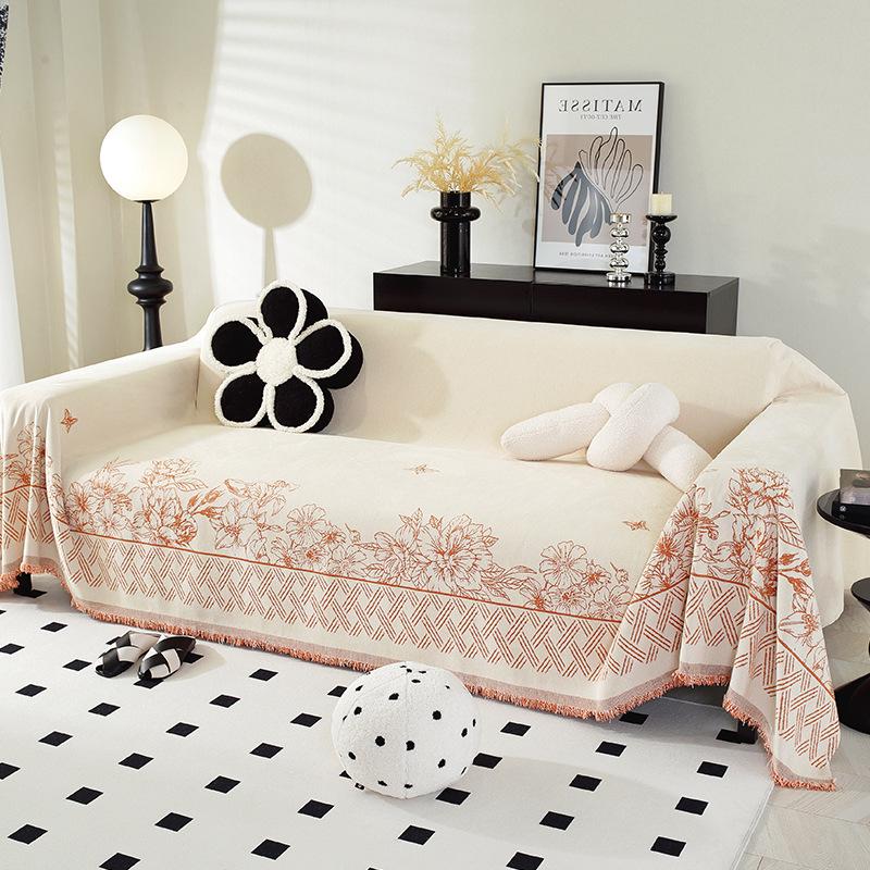 Pastoral Chenille Sofa Cover: Thick, Full-Coverage, Anti-Scratch Slipcover for All Seasons