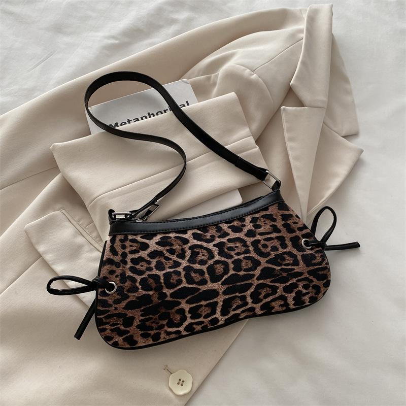 Bag Ladies Fashion 2 New Bow Leopard Print One Shoulder Portable Underarm Bag Fashion Popular Bag
