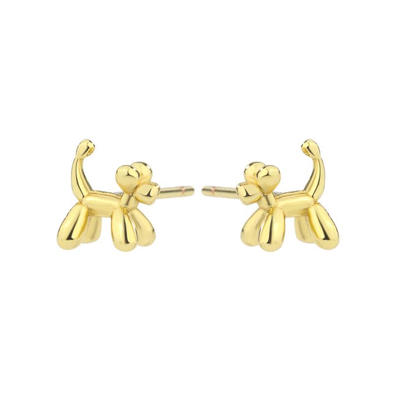 Cute Balloon Dog Stud Earrings For Women Small Hypoallergenic Animal Shape Fashionable Trendy Ear Jewelry