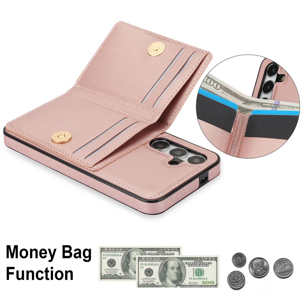 Applicable To iPhone15 Card Case 14Pro Solid Color Ring Buckle Card Change Bag Anti-drop Protective Case Google 8A