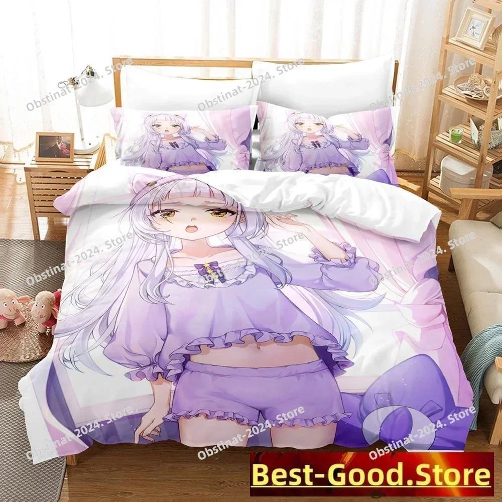 Murasaki Shion Bedding Set Printed single Comforter Duvet Cover Pillow Case 3 Pieces Kids Adult Size Anime Kawaii Girl Bed