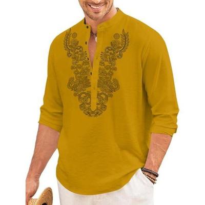 Men’s Cotton Blend Short Kurta with Full Sleeves and Ethnic Neck Design | Casual Crinkle Texture Kurta with Mandarin Collar