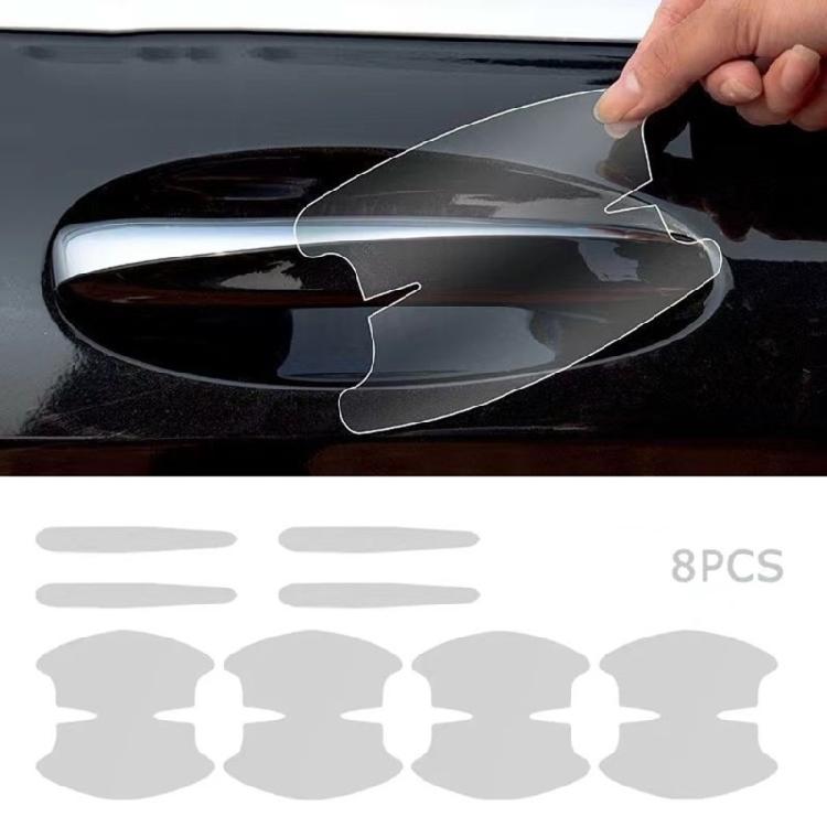 8Pcs Protection Film Car Door Bowl Handle Protective Sticker Car Exterior Decals Invisible Stickers Self-Adhesive Film